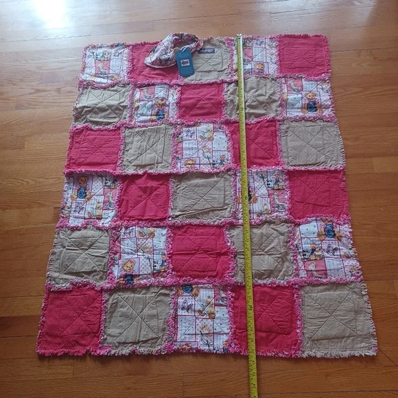 Handmade Reversible Quilted Rag Patchwork Blanket Bedding Play Mat Bear Pattern - Picture 3 of 10